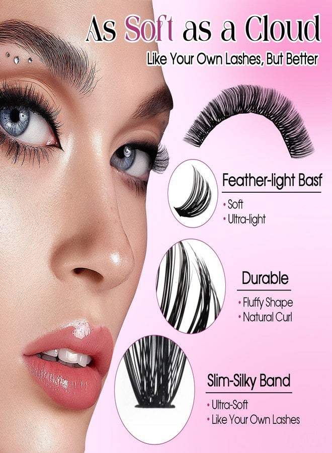 WENDY LASHES Wendy Lash Clusters Kit Packs: 980-Pcs, 60D, 80D, 80D, 100D, D Curl, 10-18mm Mixed, Cat Eye, Soft, Natural, Fluffy, DIY Eyelash, Individual, Eye lash clusters, Bulk Pack - Image 4